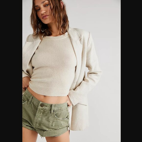 NWT Free People x One Teaspoon Super Khaki Bandits Denim Shorts - Picture 1 of 10